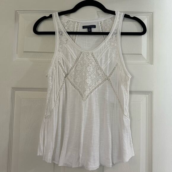 American Eagle Outfitters Tops - White American Eagle Crochet Trim Tank